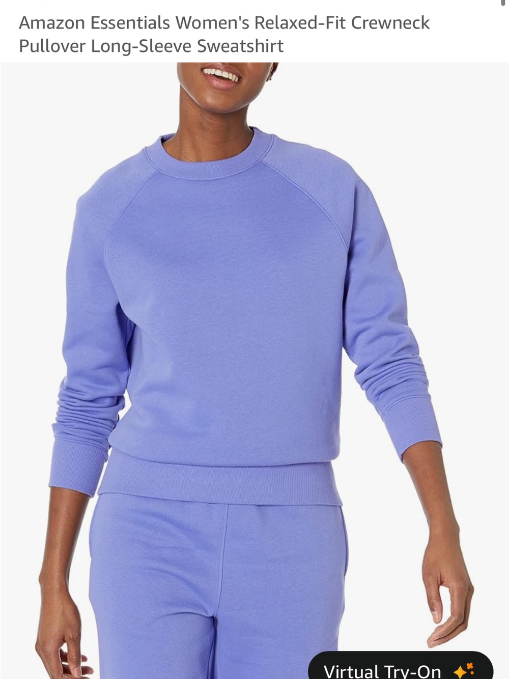 Amazon Essentials Lavender Crewneck Pullover Sweatshirt